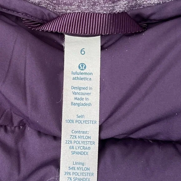 {Lululemon} Fluff Off Down Jacket in Deep Zinfandel - Womens 6